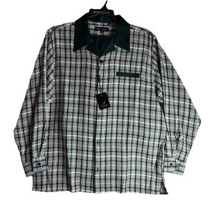 NWT Montique Travel Line Shirt Mens‎ L 42 Green Plaid Long Sleeve Button Down